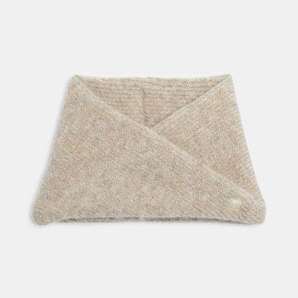 وشاح سنود تريكو محبوك متقاطع باللون البيج للفتيات الصغيرات